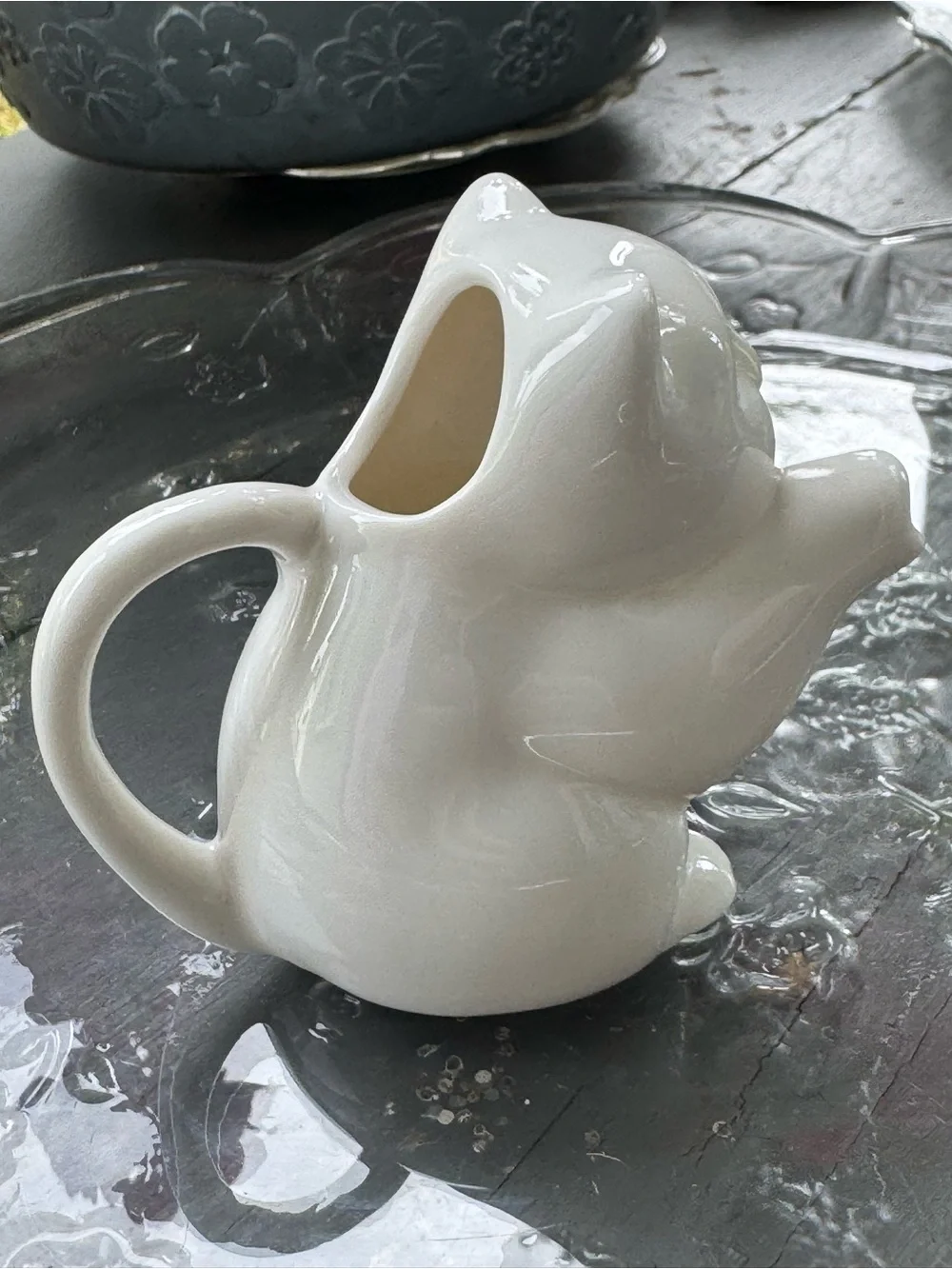 White Ceramic Cat Creamer Pitcher